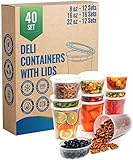 Safeware 8, 16, 32 Oz [40 Sets] Deli Plastic Food Containers with Airtight Lids, Leakproof Slime Small Combo Pack [Reusable, Storage, Disposable, Meal Prep, Soup, Microwaveable & Freezer Safe]