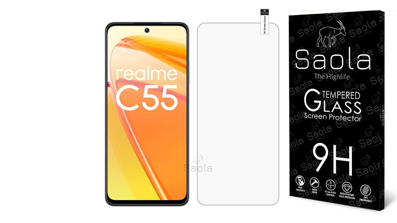 Saola 9H Clear Tempered Glass For Realme C55 (Pack Of 1) With Free Installation Kit. Full Screen Coverage - 6.72 Inch (B0CJB8M29N) Amazon Price History, Amazon Price Tracker