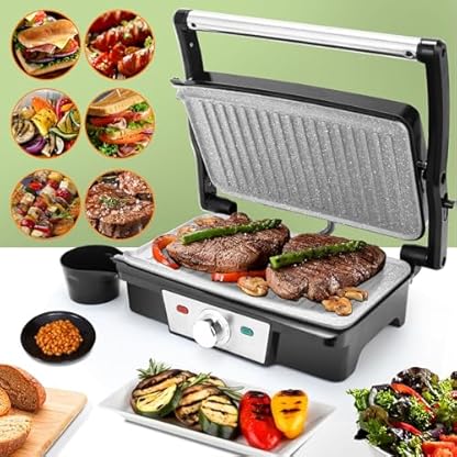 SUPERLEX 1500W Multifunktionsgrill – Kontaktgrill mit 180° Aufklappfunktion, Antihaftbeschichtung & Fettauffangschale | BPA-frei, 28x17 cm | Für Steak, Panini, Sandwich – Bild 4