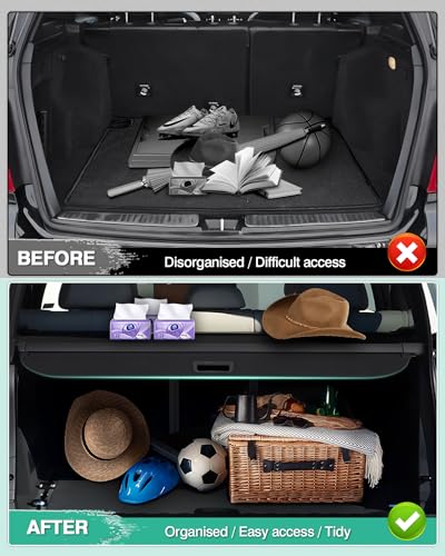 Image of Powerty Cargo Cover for 2007-2018 BMW X5, Canvas Texture Trunk Cover Privacy Screen Rear Security Shade for BMW X5 Accessories (Not for BMW X3 /X4)