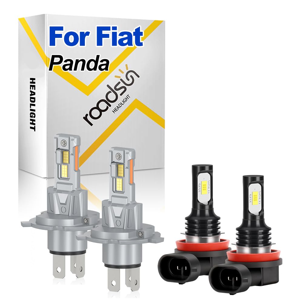Fari LED 3570 CSP ad alta luminosità, 120W 20000LM Fari LED per auto destrorse, 12V 6000K Bianco, Abblaglianti And Anabbaglianti H4, Fendinebbia H11, For Fiat Panda 2003-2019 2020 2021 2022
