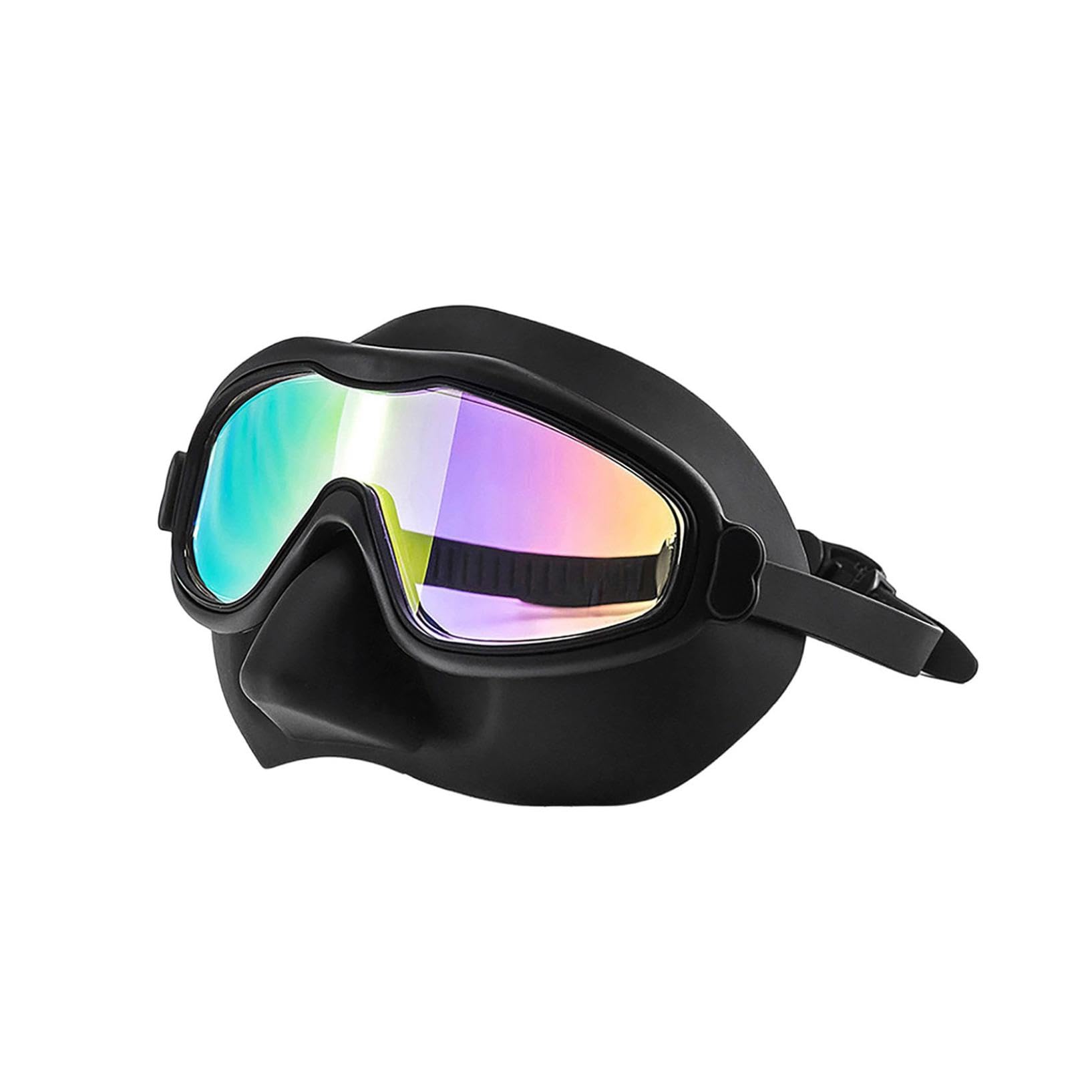 Swim Goggles Adult with Nose Cover, With Ear Plugs Attached,Swim Goggle for Men Women Youth (black)