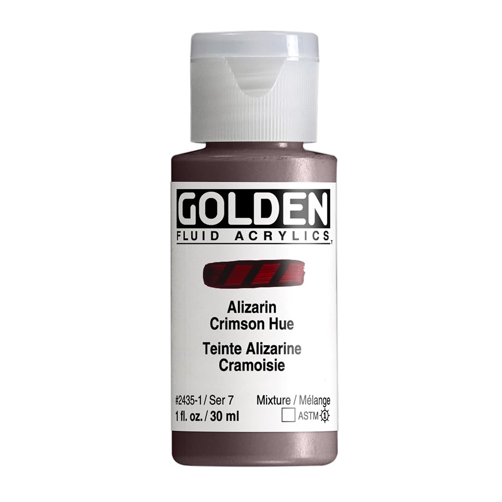 Pro-Art Golden Fluid Acrylic Paint 1 oz.-Historical Alizarin Crimson Hue