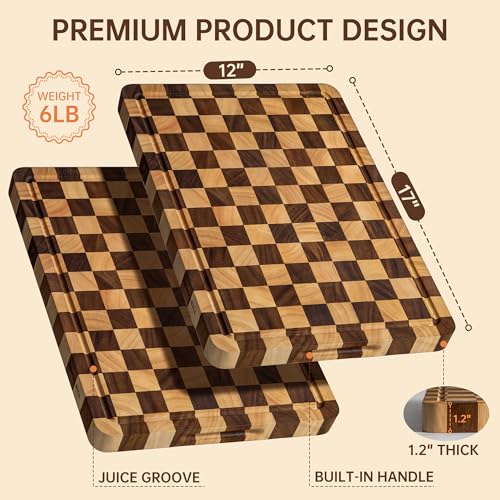 Tabla de cortar de madera Fyctio 17" x 12" con mango y ranura miniatura 2