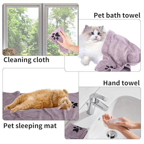 RUCUDIM Hundehandtuch,2 Stück Hundehandtuch Extra Saugfähig für Hunde Und Katzen,75 x 35 cm Schnelltrocknend Haustier Mikrofaser Handtücher,Geeignet für Katzen, Hunde und Andere Haustiere(Lila)