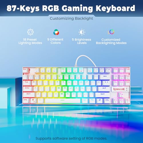 dragon K552 - Tastiera meccanica da gioco 60% compatta a 87 tasti, con cavo Kumara Cherry MX blu, equivalente per Windows PC Gamers (RGB retroilluminato) - Tastiera gaming - Immagine 2