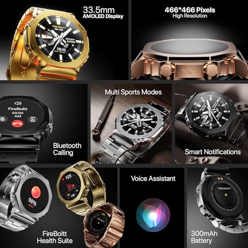 Fire-Boltt Obsidian 33.5mm (1.32 inch) AMOLED Display, Stainless Steel Design, 466 * 466 px Resolution, Bluetooth Calling, Multiple Sports Modes,... - Image 3
