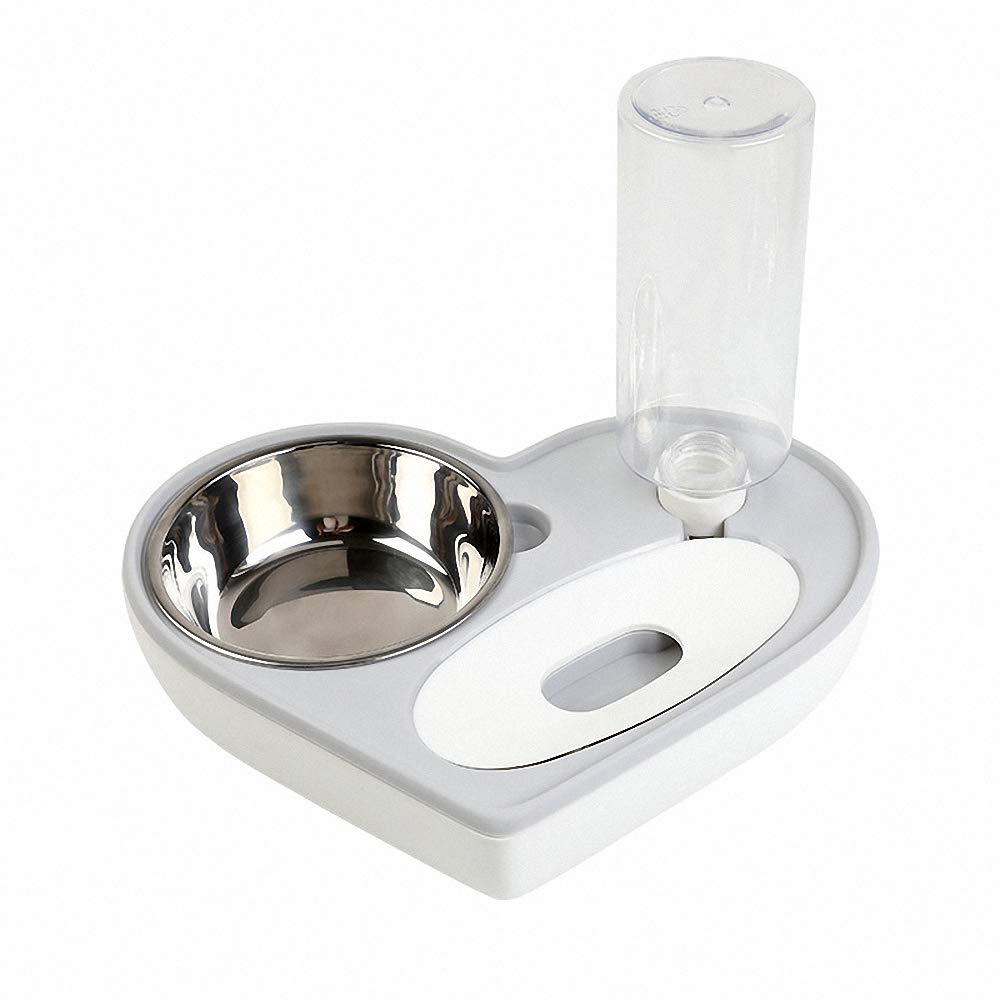 Ulalaza Pet Feeder Dog Bowl Feed Cat Food Stainless Steel Feeding Automatic Water Dispenser for Puppies Small Medium Large Dogs Cats
