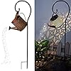 Merrytech Solar Lanterns Outdoor Waterproof,Metal Watering Can Sun Garden Decor,Hanging Solar Lights Yard Art,Outside Patio Decorations Gardening Birthday Gifts for Mom Grandma Women, with Hook, Large