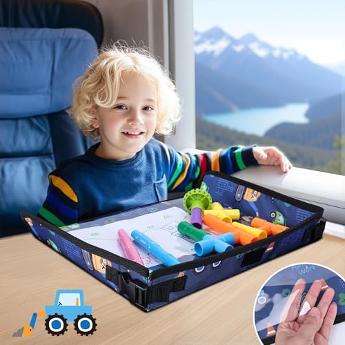Image of Kids Tray Table Cover, Airplane Tray Cover with Pockets | Airplane Travel Essentials for Kids, Portable Airplane Must Haves for Toddler on Plane or Train and Flying Supplies