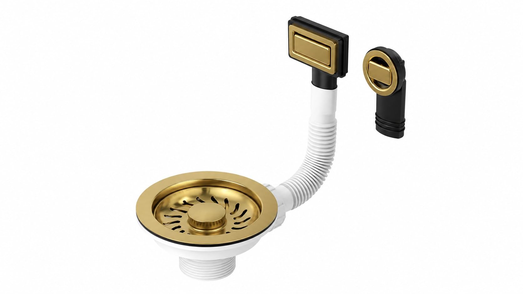 L.B. Plast - Desagüe universal para fregadero de cocina Ø 114 mm con rebosadero de PVD dorado cepillado - D6701-46RFSS-CVCL-K