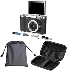 Câmera Digital de 48MP com Digital de 8x para Estudantes E Iniciantes. Preta.