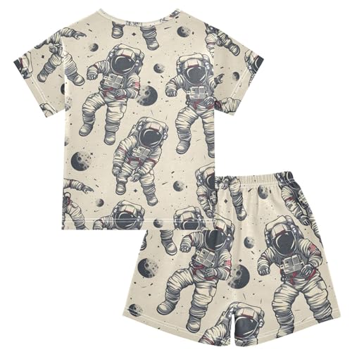 ALAZA Astronaut Space Planet Pajamas Short Sleeve 2 Piece Sleepwear Top and Bottom Pajama Set Unisex2