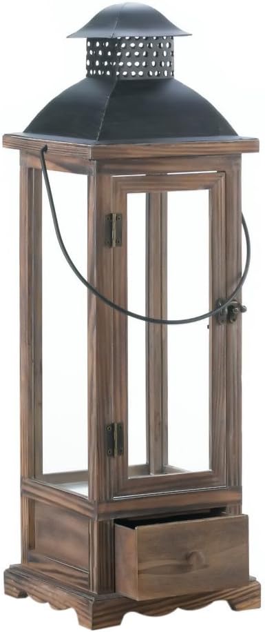 Large Wooden Lantern With Drawer