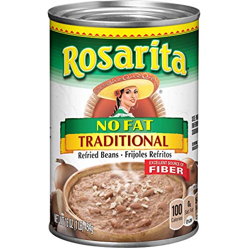 Rosarita No Fat Traditional Refried Beans, 16 oz, 24 Pack
