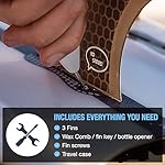 Ho Stevie! Thruster (3) Surfboard Fins - High Performance HexCore - Built for Maneuverability - [Choose Base] with Fin Key, Screws, Wax Comb and Travel Case - Image 4