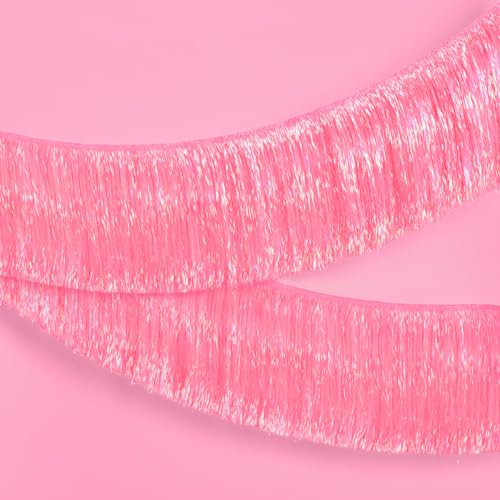 Image of xo, Fetti Pink Iridescent Fringe Banner - 5 Ft. | Bachelorette Party Decorations, Birthday Party Decor, 21st Bday Decor, HBD, Photo Booth Banner Backdrop