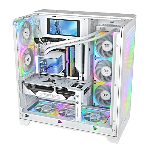 Image of Thermaltake MAGCurve 360 Ultra CPU Liquid Cooler; Intel /AMD Compatible; 3x120mm 500~2500rpm TOUGHFAN EX ARGB;MAGForce 2.0; 6.67 inch AMOLED 60Hz;Swappable Fan Blades;TT RGB Plus 3.0; Snow;CL-W454-PL12SW-A