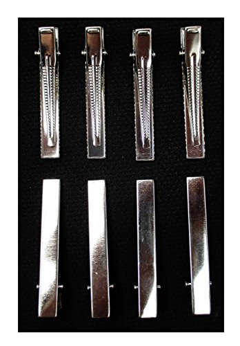 ALL in ONE 50pcs Metal Silver Flat Single Prong Alligator Hair Clips Nickel Free (32MM)