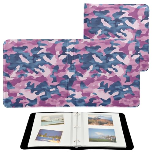 Álbum de fotos para fotos, autoadhesivo, álbum de fotos para niños, 4 x 6 pulgadas, camuflaje azul mezclilla
