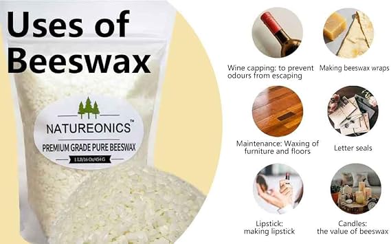 Beeswax Pellets 1 lb, Triple Filtered Pastiles for Candle Making, Natural Beeswax for Beeswax Wraps & Pine Resin Food Wraps, Wax for Candle Making, Stamps, DIY Projects.
