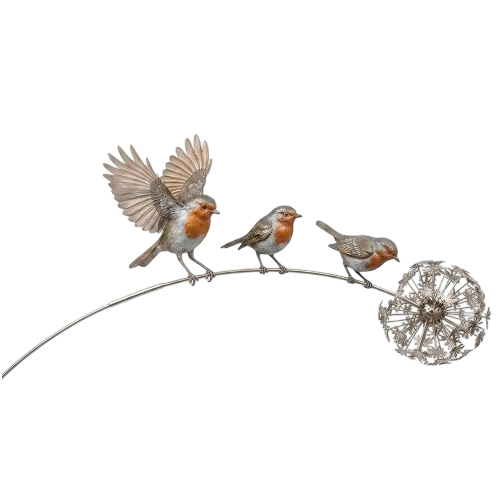Metal Robin Garden Stake – Weatherproof Dandelion Outdoor Decor, Lawn & Flo
