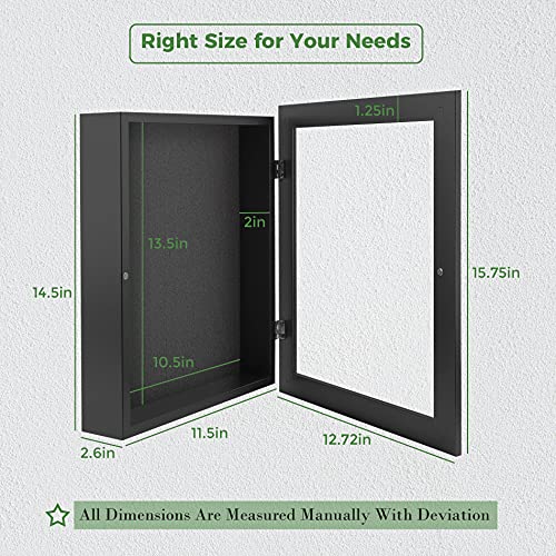 Frametory, 11X14 Shadow Box Frame - Front Opening - 2 Inch Depth Display Box For Wall And Tabletop Display- Memory Box, 6 Pins Included (11X14, Black) #TOP7