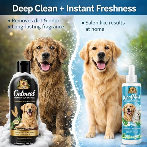 Image of Tick & Flea Dog Shampoo 200ml + WoofMist Pet Perfume Spray 100ml Combo | Anti Tick Cleansing Shampoo with Tea Tree Lemon Aloe & Long Lasting Fresh Fragrance Spray | Dog & Cat Grooming Kit
