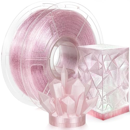 Image of IEMAI Glitter Clear PETG Filament 1.75mm Pink 1KG, Sparkly Transparent Finish 3D Printer Filament Easy to Print for Lampshades, Home Decor & DIY Models