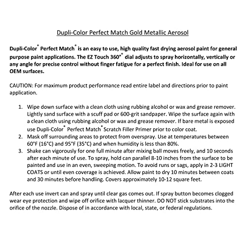 Image of Dupli-Color Perfect Match Premium Automotive Paint, Gold Metallic, 8 oz