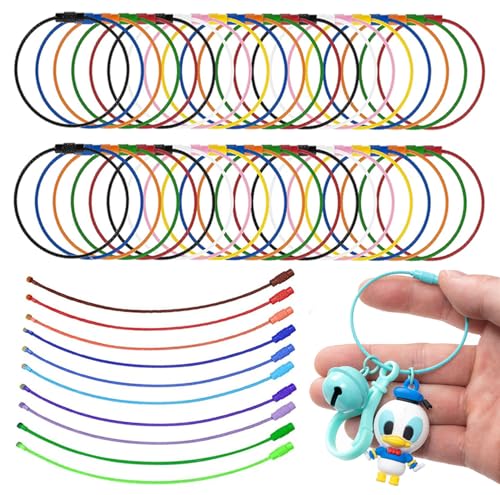 BetterJonny 100 llaveros de alambre de acero, 1,5 x 150 mm, llavero de alambre de nailon de colores, etiquetas de equipaje resistentes, para colgar etiquetas de equipaje, manualidades, llaveros