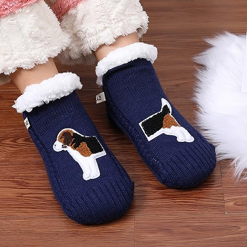 Image of ZYZX Cute Dog Slipper Socks for Women with Grips,Fuzzy Socks Indoor
