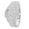 PLADEN Luxury Mens Watch Bling Diamond iced Out Watch Stainless Steel Waterproof Silver Quartz for Men Hip Hop Rhinestone Wristwatch