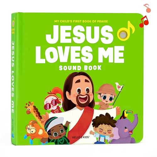 Jesus Loves Me Christian Sound Books for Kids - 6 Bible Songs - Christmas, Baptism, Christening, Dedication Gifts for Boys and Girls - Religious Toys, Music Books for Toddlers 1-3