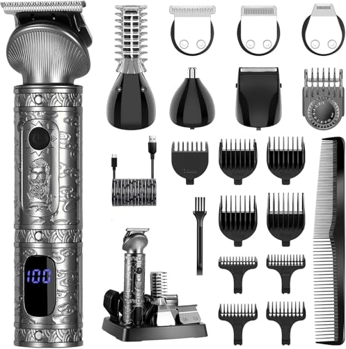 Surker Regolabarba uomo Rasoio Elettrico Barba Capelli Corpo Macchinetta per Barba Beard Trimmer Clipper Kit T-Blade Rasoio per Capelli 7 in 1