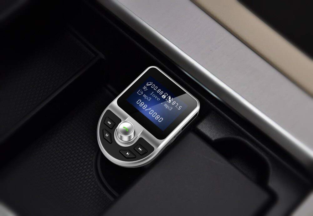 YKYK Bluetooth 5.0 5V3.1A Transmisor FM Bluetooth Adaptador de Batería Voltaje Cargador USB Doble con Indicador de Voz Modulador