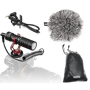Movo VXR10 Universal-Videomikrofon mit Schockhalterung, Deadcat-Windschutz, für iPhone, Android-Smartphones, Canon EOS, Nikon DSLR-Kameras und Camcorder – Perfektes Kameramikrofon, Shotgun-Mikrofon