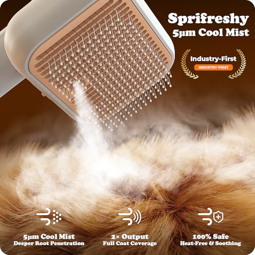 Rorhxia Steam Dog Brush for Shedding [Skin Friendly, Self Cleaning, 1*Shampoo, IPX7 Waterproof] Pet Pro Grooming Tool for Dog & Cat, Short/Long Hair, Poodle, Doodle, Bulldog, Golden, Labrador