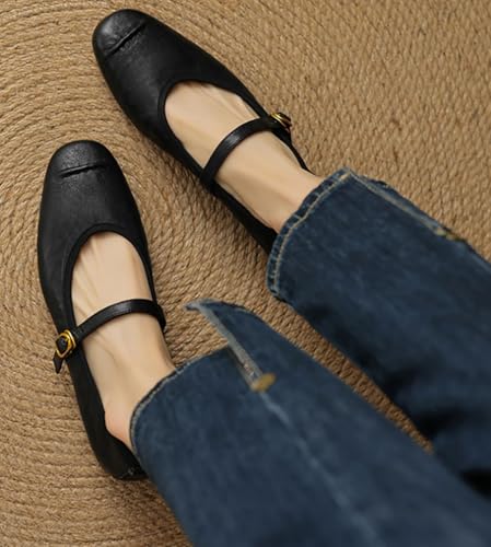 Women's Mary Jane Flats Dressy Comfortable Round Toe Ballet Flats Shoes with Buckle Strap Slip on Dress Shoes for Office Casual4