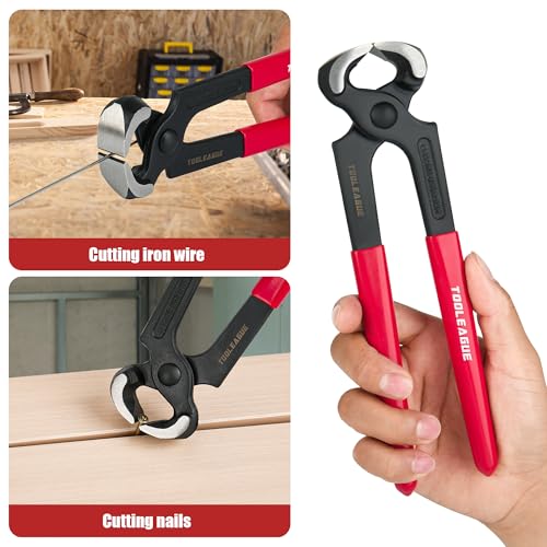 Image of TOOLEAGUE 4 Pcs Pry Bar Set, Utility Wonder Crowbar,Woodworking Tools | 12 inch & 8 inch Cats Paw Nail Puller,10 inch Flat Claw Pry Bar,8-inch End Cutting Plier for Prying, Scraping, Lifting, Pulling
