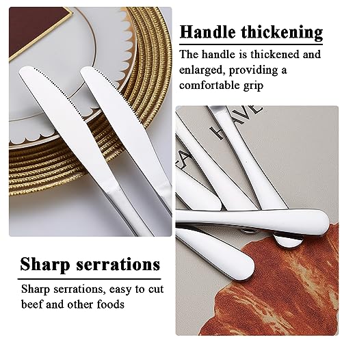 Evanda Dinner Knives 12 Pieces, Table Knife, Stainless Steel Steak Knives Cutlery Set, Butter Knives Set, Dishwasher safe, 1.silver - Image 6