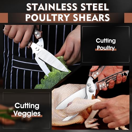 Japaknives Heavy Duty Poultry Shears,Detachable Kitchen Scissors for Chicken, Bronze - Image 2