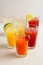 Jogo 6 Copos de Vidro Long Drink 300Ml Transparente Canelado Luxo Para Água Suco E Drinks