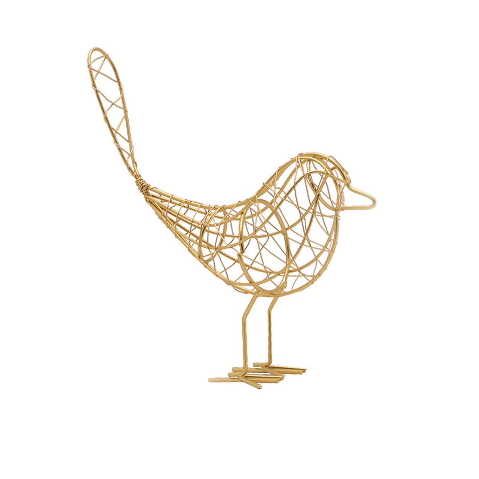 ZhzeYun Iron Wire Bird Figurine Minimalist Hollow Metal Sculpture Stable Rustproof Tabletop Decor for Desk Bookshelf Creative Home Decoration Gift Golden