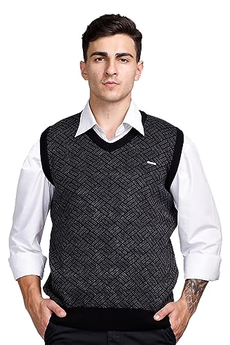 Image of GODFREY Woolen V Neck Sleeveless Half Sweater for Man Winter