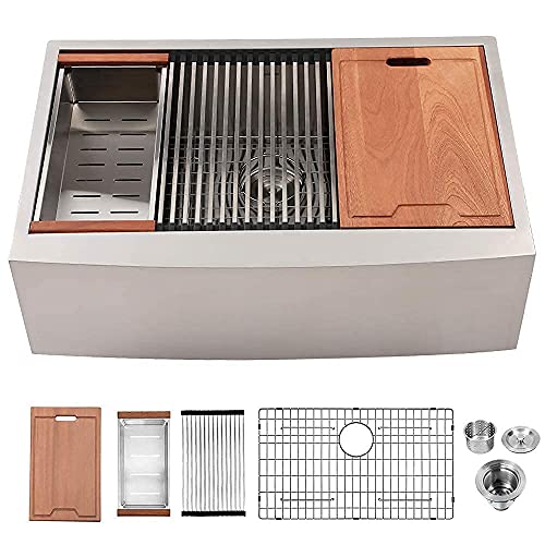 Black Friday - 80% OFF 33 Farmhouse Sink-Lordear 33 inch Kitchen Sink Apron Front Ledge Workstation Deep Single Bowl 16 Gauge Stainless Steel Luxury Kitchen Farm Sink with Accessories Black Friday - 80% OFF 33 Farmhouse Sink-Lordear 33 inch Kitchen Sink Apron Front Ledge Workstation Deep Single Bowl 16 Gauge Stainless Steel Luxury Kitchen Farm Sink with Accessories