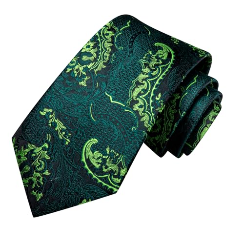 Image of Hi-Tie Silk Ties for Men Plaid Paisley Striped Necktie Pocket Square Cufflinks Set Formal Business