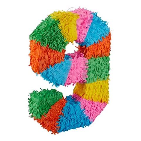 Relaxdays 10025189_911 Colourful Number 9 Piñata Cover
