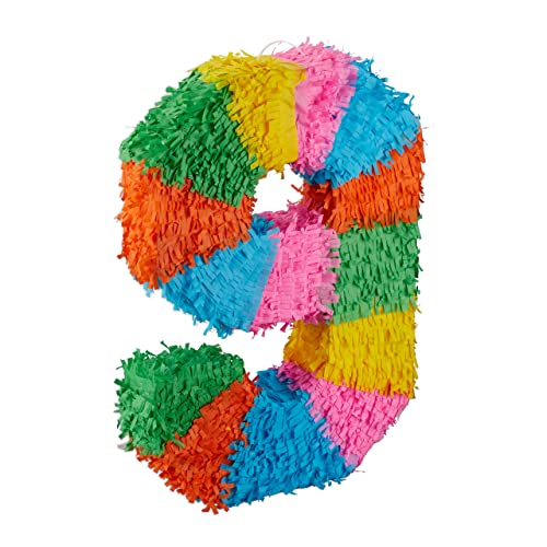 Relaxdays Pinata Chiffre 9 numéro anniversaire enfant à remplir soi-même 0 à 9