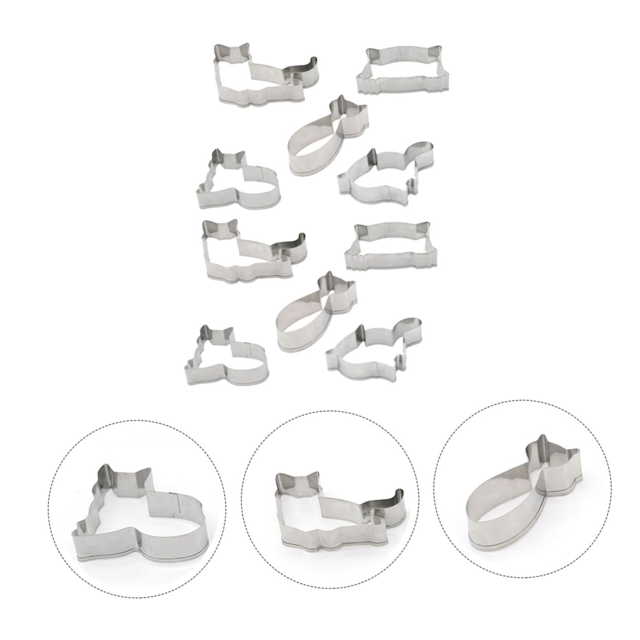BESTonZON 3sets Stampini Per Biscotti Acciaio Inossidabile Forma Di Gatto Utensili Per Decorazioni Di Biscotti e Frutta Facili Da Pulire e Riutilizzabili Per Cottura e Festa Dei